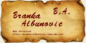 Branka Albunović vizit kartica